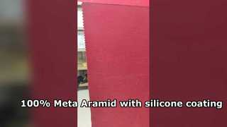 100% meta-aramide + siliconencoating, kleur: vuurrood, gewicht: 150 gsm, breedte 150 cm