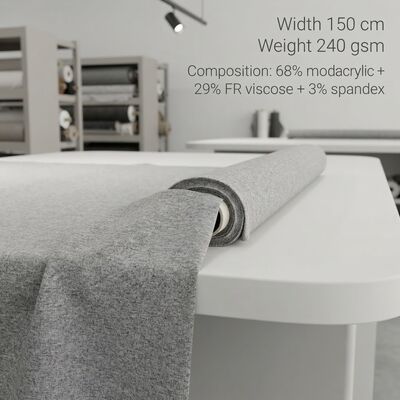 Modacryl FR-mengselstof met 68% Modacryl + 29% FR Viscose + 3% Spandex voor vlamvertragendheid <2 seconden en 240 g/m² gewicht