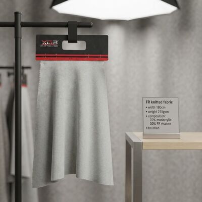 Vlamvertragende gebreide stof 180 cm breedte 215 g/m² gewicht met 70% modacryl 30% vlamvertragende viscose voor vlamvertragende toepassingen
