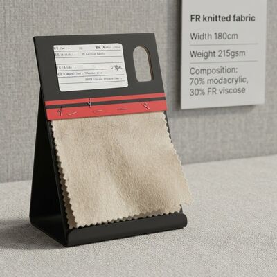 Vlamvertragende gebreide stof 180 cm breedte 215 g/m² gewicht met 70% modacryl 30% vlamvertragende viscose voor vlamvertragende toepassingen